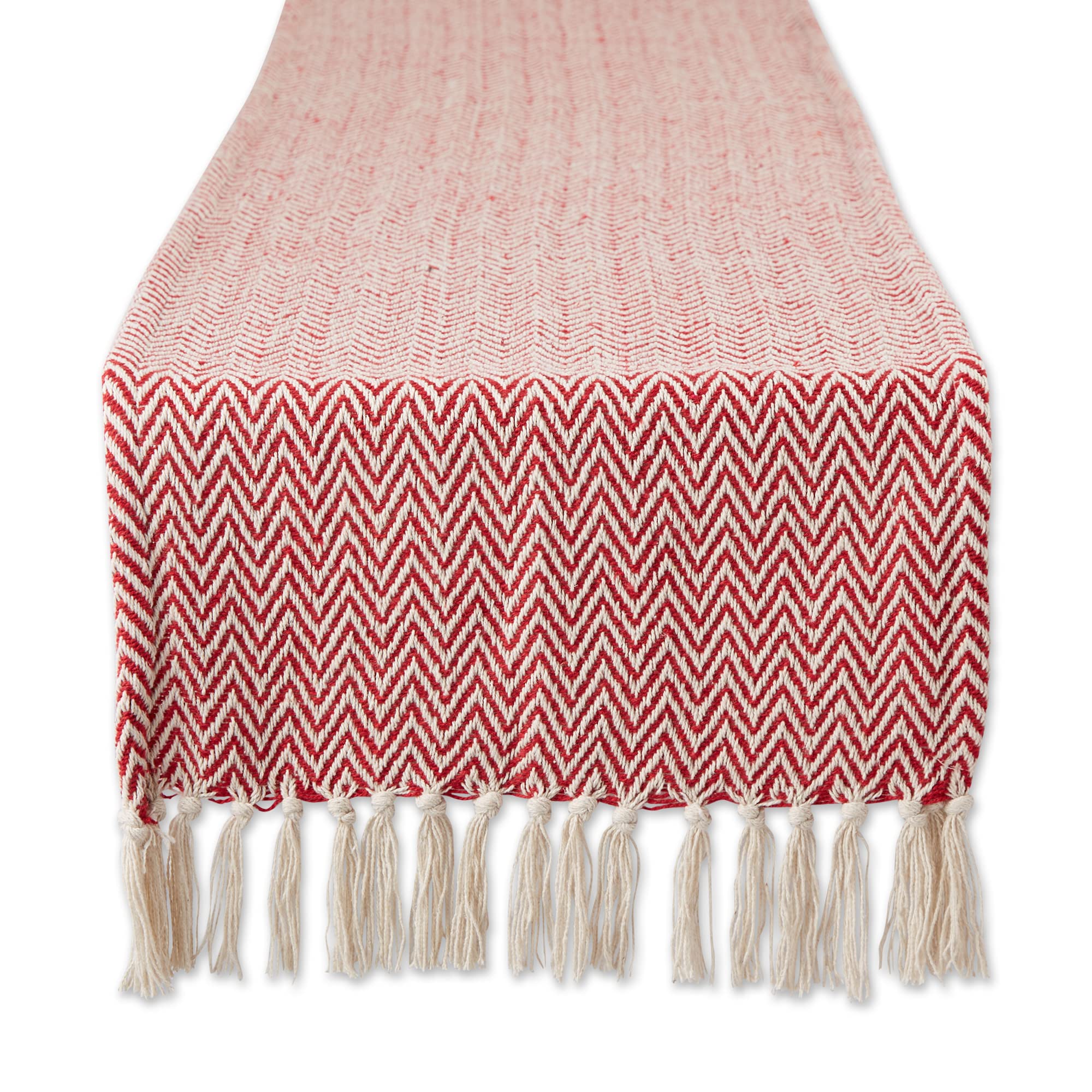DII Woven Basic Tabletop Collection Chevron Table Runner, 15x108, Tango Red