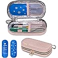 Yarwo Insulin Cooler Travel Case with 2 Upgraded Ice Packs for 6-8h Cooling Time, Insulated Diabetic Medication Cooler Organizer Bag for Insulin Pens and Other Diabetes Care Supplies, Pink