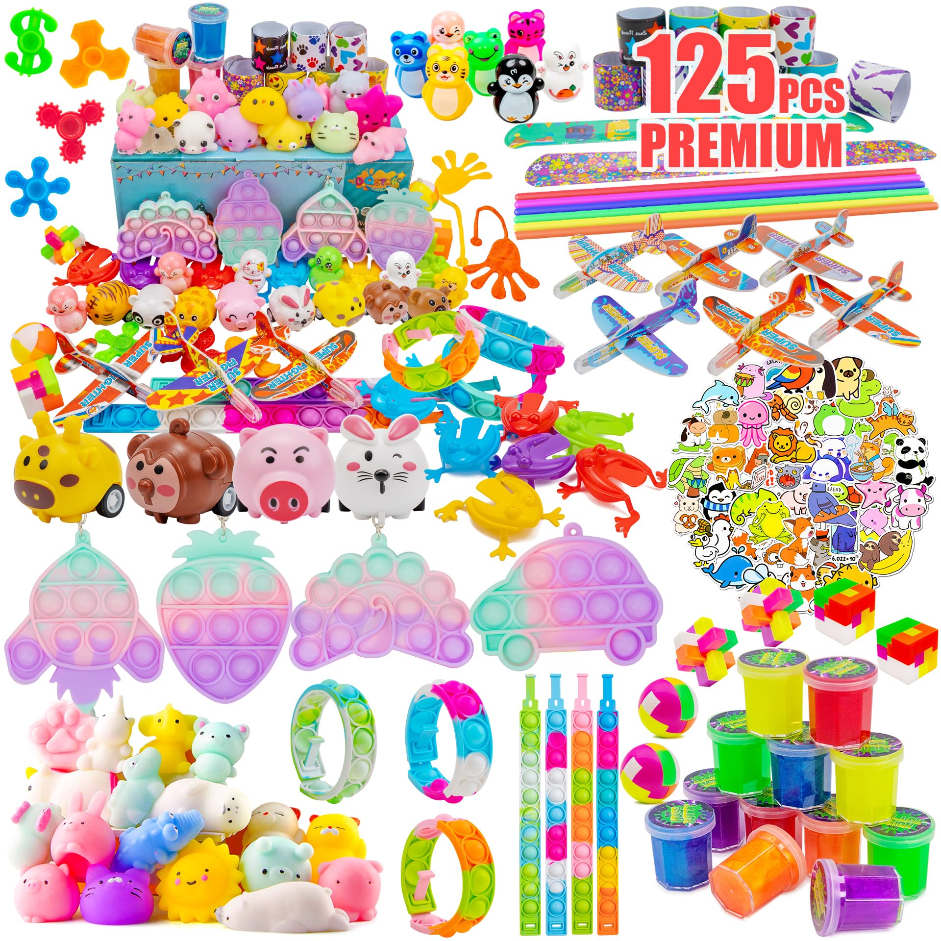 DQstar Party Favors Toy for Kids 4-8-12, Treasure Box Prizes for Classroom, Goodie Bags Stuffers, Prize Box Toys, Birthday Party Gifts, Carnival Prizes, Pinata Fillers, Treasure Chest