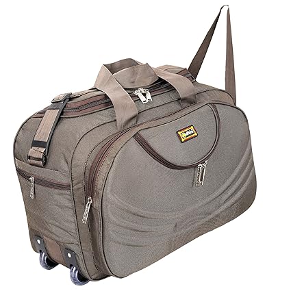 alfisha Unisex Synthetic Brown Lightweight Waterproof Luggage Travel Duffel Bag with Roller Wheels