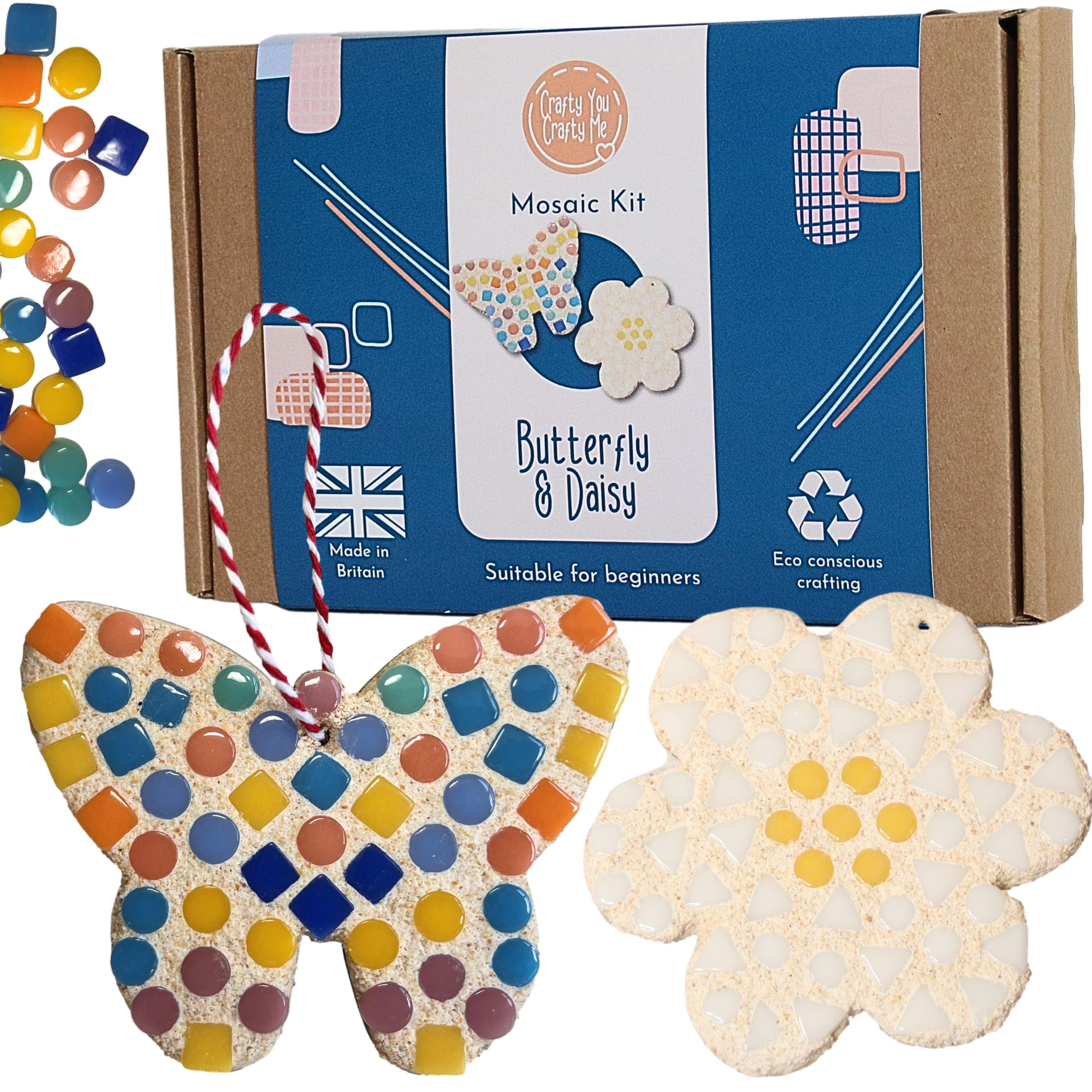 Crafty You Crafty Me - Butterfly and Flower Mosaic Kit, Creative Craft Activity for Kids and Adults, Made in UK — image 1