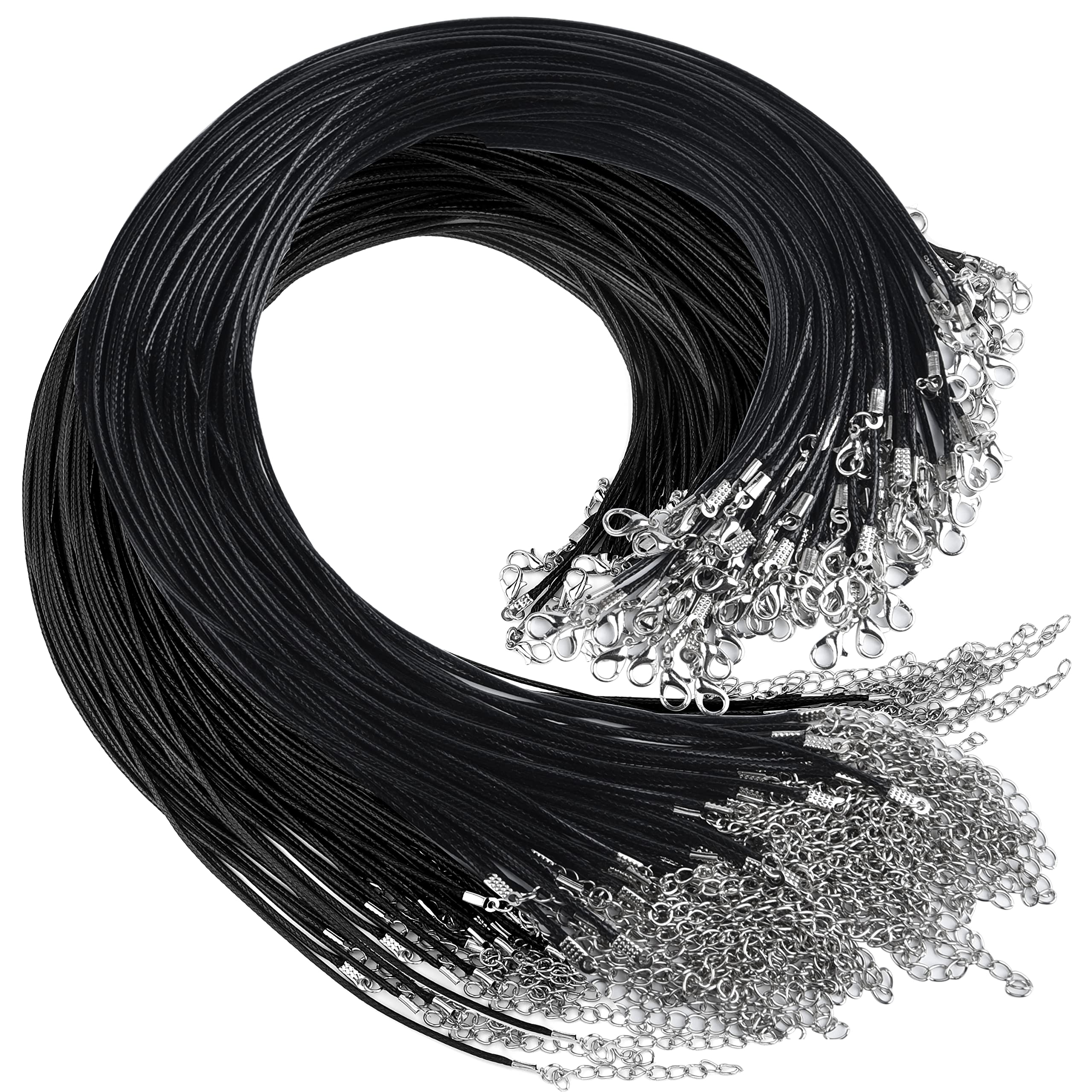 TUPARKA 200 Pcs Waxed Necklace Cord Black Necklace Cord for Jewelry Making 1.5mm Necklace Rope for DIY Necklace Bracelet