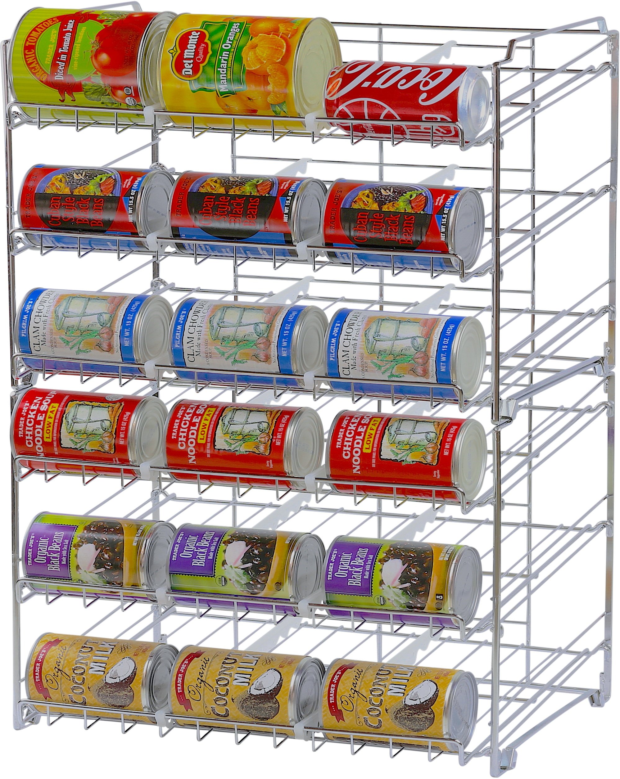 Stackable Can Rack Organizer Chrome Storage Adjustable Plastic Dividers