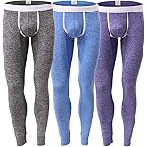 KAMUON Men’s Low Rise Pouch Underwear Pants Long Johns Thermal Bottoms Leggings