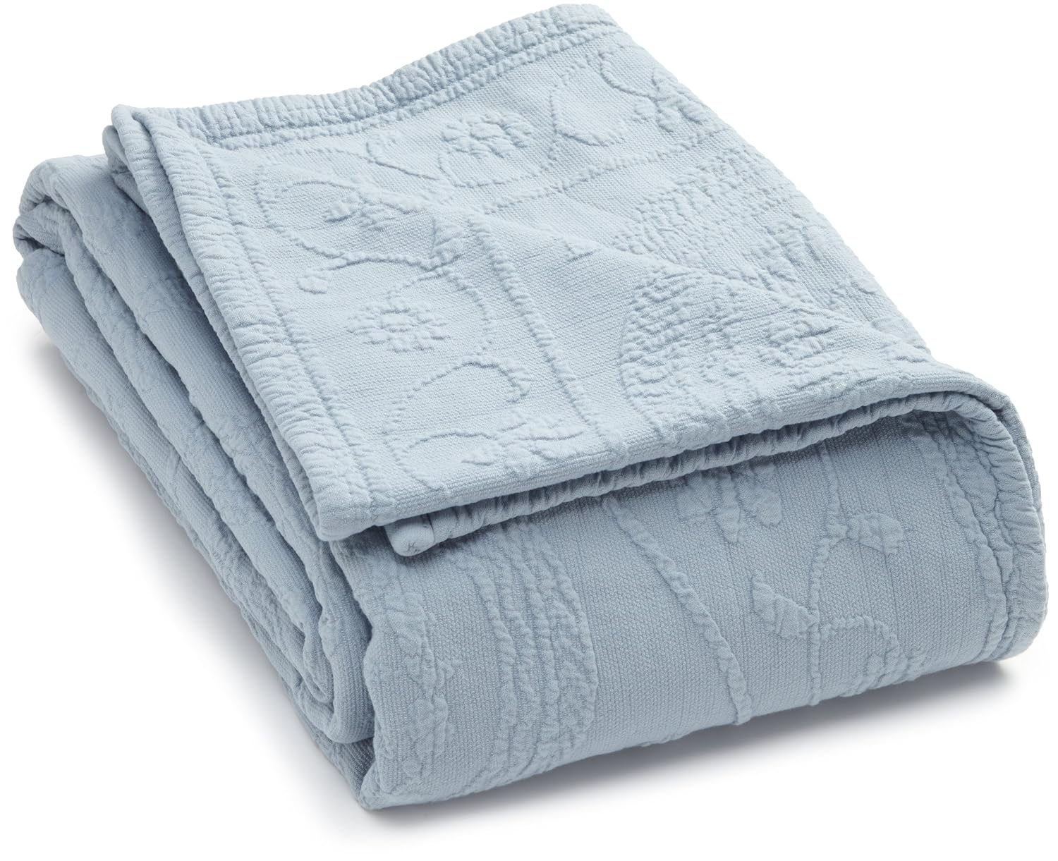 Pine Cone Hill Bubble Matelasse Coverlet - Queen Size Blue Waffle Weave Bedspread