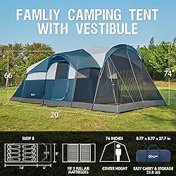 PORTAL 8 Person Family Camping Tent with Screen