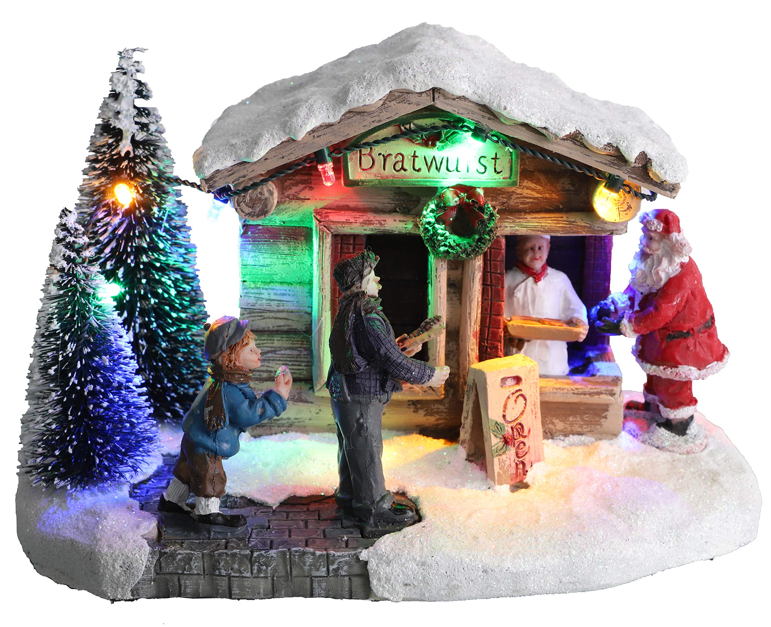Christmas Concepts® LED Light Up Christmas Village Scene - 200mm (8") (Bratwurst Sausage Shop)