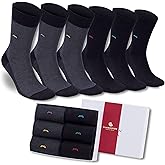 BAMBOOVEN Men’s Dress and Trouser Socks – Premium Rayon Made From Bamboo, Crew Socks (6 pair + Gift box)