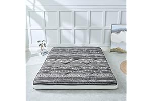 Heimorn Japanese Floor Mattress Futon Mattress, Thicken Sleeping Mattress Foldable & Portable Roll up Camping Mattress, Bohemia Black Queen