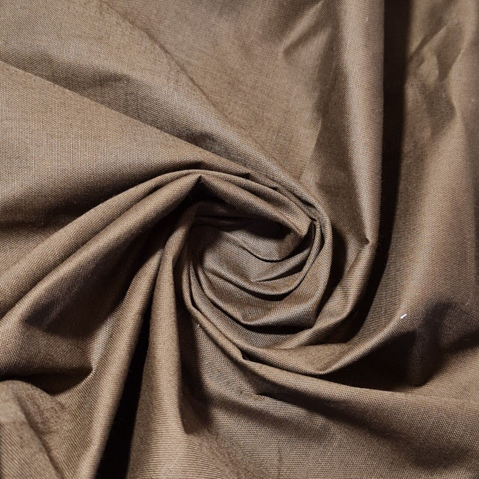 100 Percent Cotton Rich Linen Poplin Dress Craft Fabric Material 58'' - 150 cm Wide Sold As 1 Meter Pre - Cut Lengths (Available in 13 Colours) (Dark Olive) (IN10)