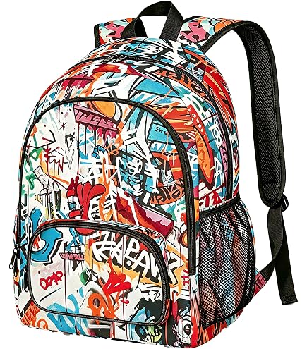 Small Graffiti Effect Daypack Anti-Theft Multipurpose Shoulder Bag Backpack Amazon.com | Tezmd Abstract Cool Graffiti Novelty Pattern  main image 4