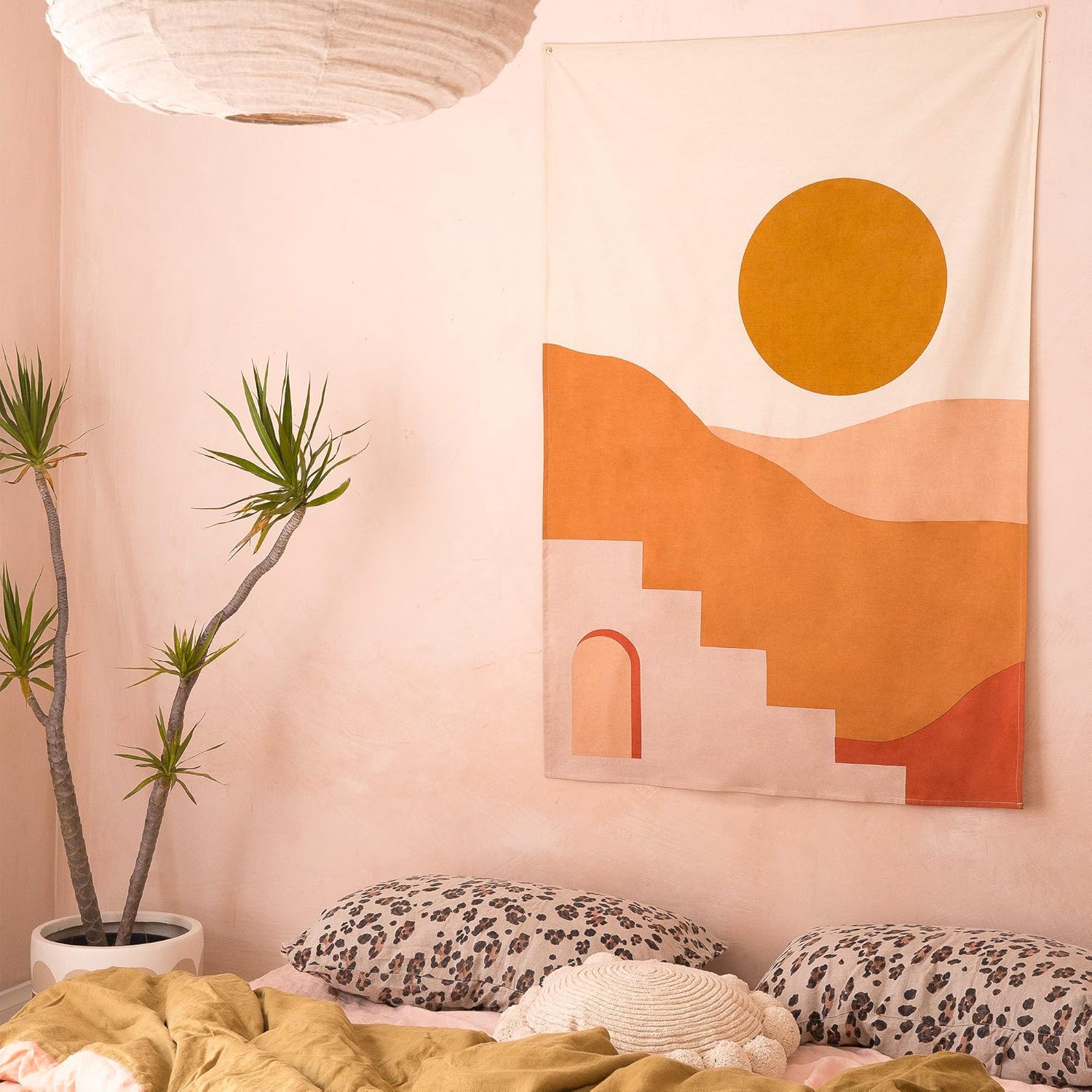 Banilla Handmade Wall Tapestry | Bohemian Decor For Bedroom, Dorm & Living Rooms | Boho Tapestry Art with Sun & Mountain Elements | 100% Cotton with Natural Dyes 37" x 59" (Sunset): Everything Else
