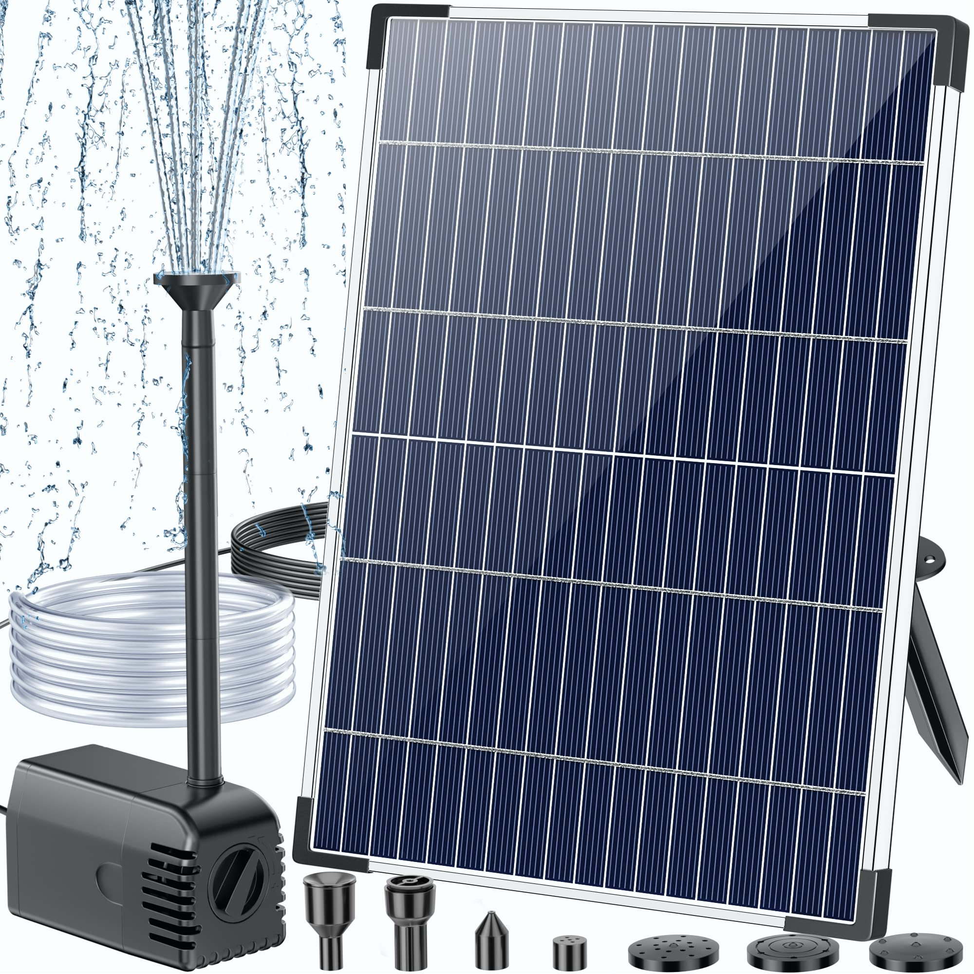 Photo 1 of POPOSOAP Solar Water Pump 12W, Solar Water Fountain Pump Kit, 160GPH Submersible Solar Fountain Pump Flow Adjustable with PVC Tubing, 16.4Ft Cord for Ponds, Garden, Fish Pond, Waterfall, Hydroponics
