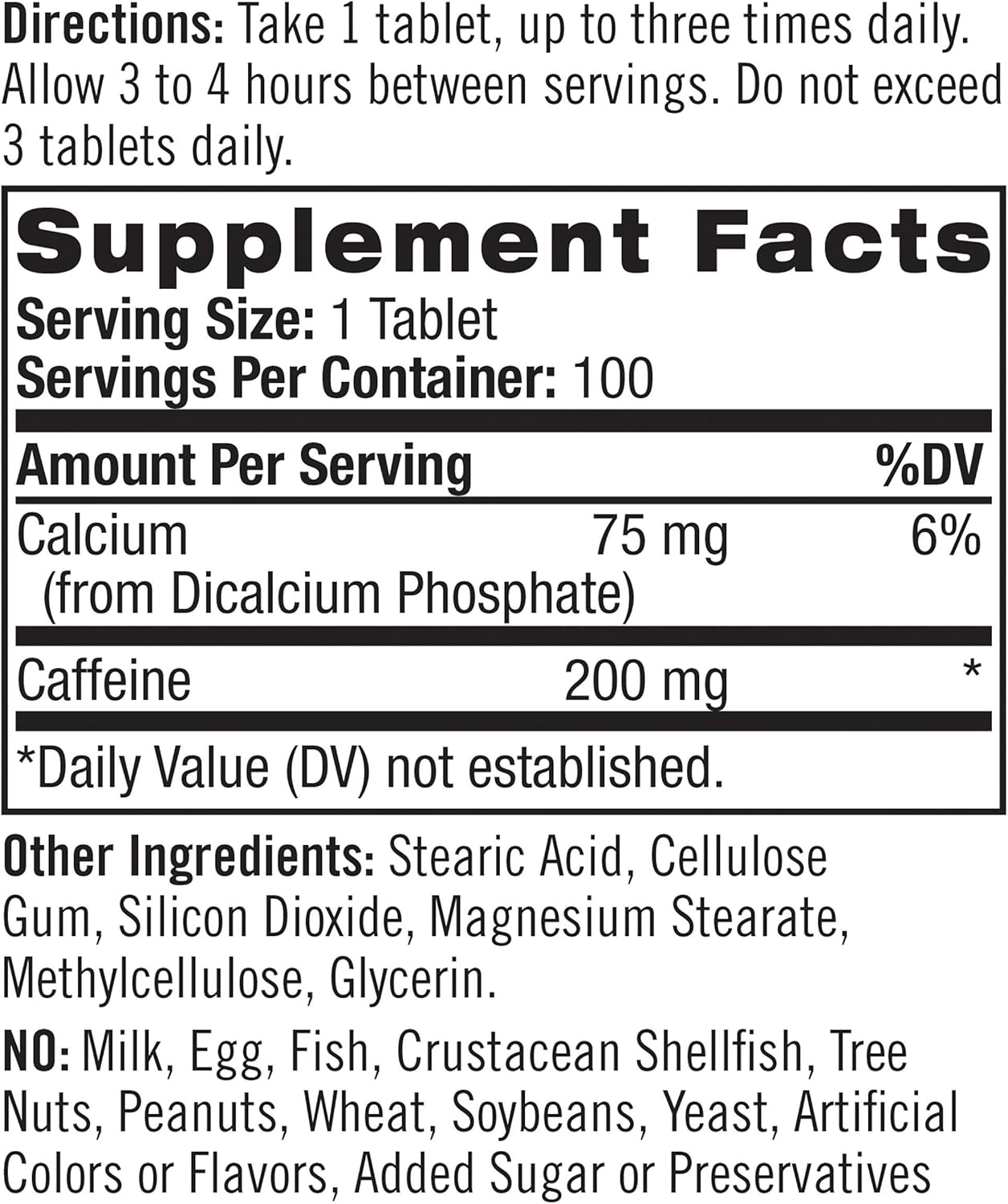 Natrol High Caffeine Tablets, Energy Support, Helps Enhance Endurance and Mental Focus, Caffeine Supplement, Fatigue, Pre-Workout, Extra Strength, 200mg, 100 Count: Health & Personal Care