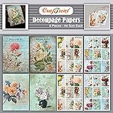 CrafTreat Floral Decoupage Paper for Crafts - Flower and Mini Florals - Size: A4 (8.3 x 11.7 Inch) 8 Pcs - Furniture Decoupag