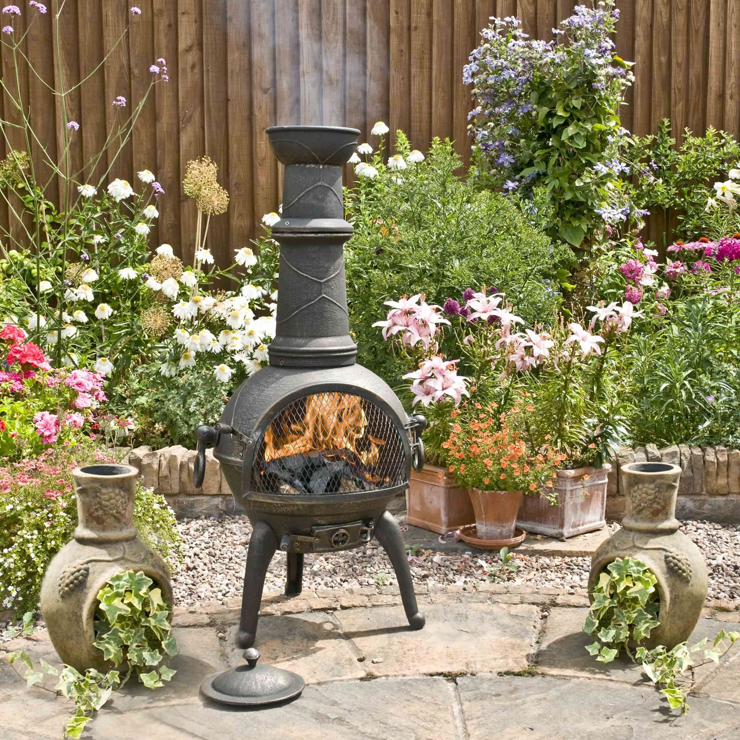 BRONZE 130CM HIGH JUMBO CAST IRON CHIMINEA CHIMENEA CHIMNEA WITH BBQ