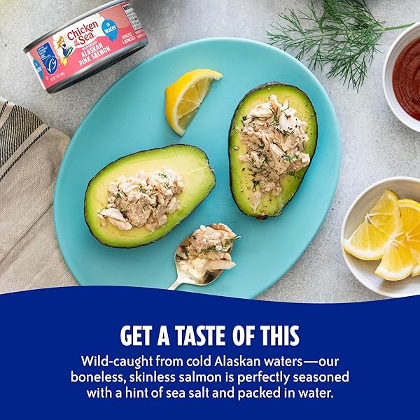 CHICKEN OF THE SEA ALASKAN PINK CANNED SALMON IN WATER, 5 OUNCE CANS, 4-COUNT – HIGH PROTEIN SKINLESS & BONELESS WILD CAUGHT SALMON – DELICIOUS WILD SALMON FOR BURGERS, PASTA, & MORE