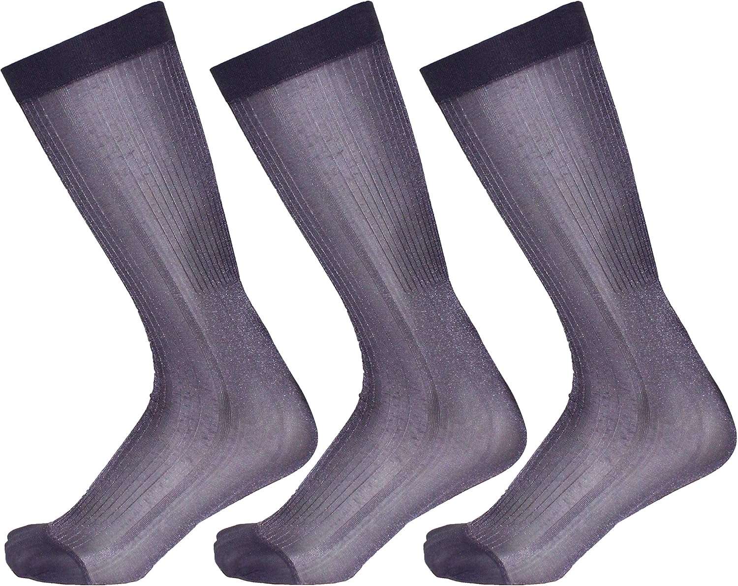 3Pack Mens Mid Calf Sheer Silk Nylon Dress Socks One size Amazon