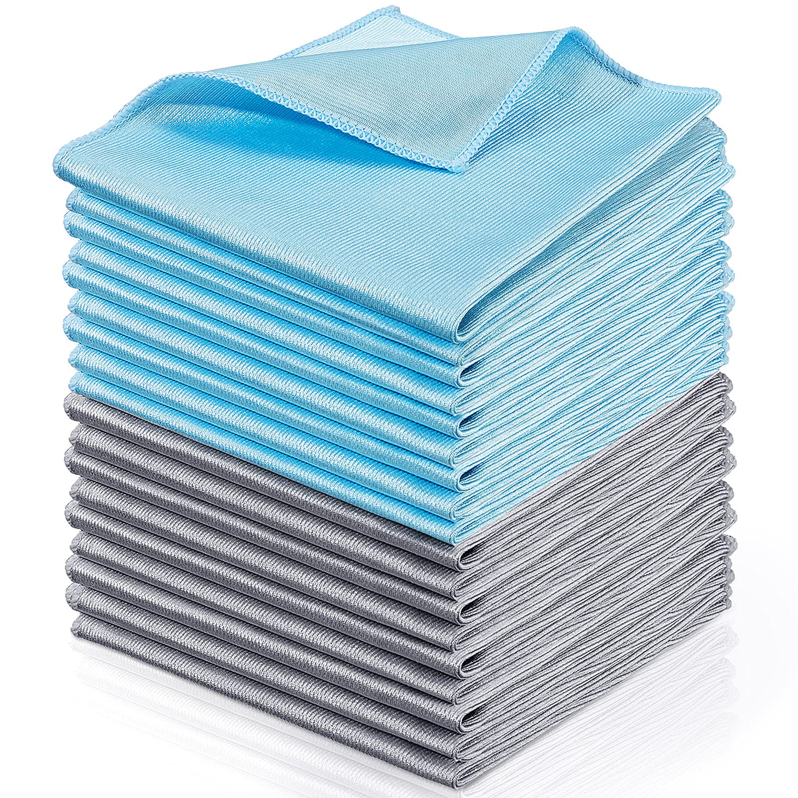 Photo 1 of Tatuo 18 Pcs Microfiber Glass Cleaning Cloths (16 x 16) Polishing Cloth - Streak Free - Lint Free - Quickly Clean Windows, Glasses, Windshields, Mirrors, Stainless Steel, Monitor(Blue Gray)