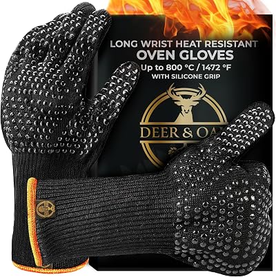 Deer & Oak Heat Resistant Oven Mitts Up to 800°C Silicone Grip Non Slip