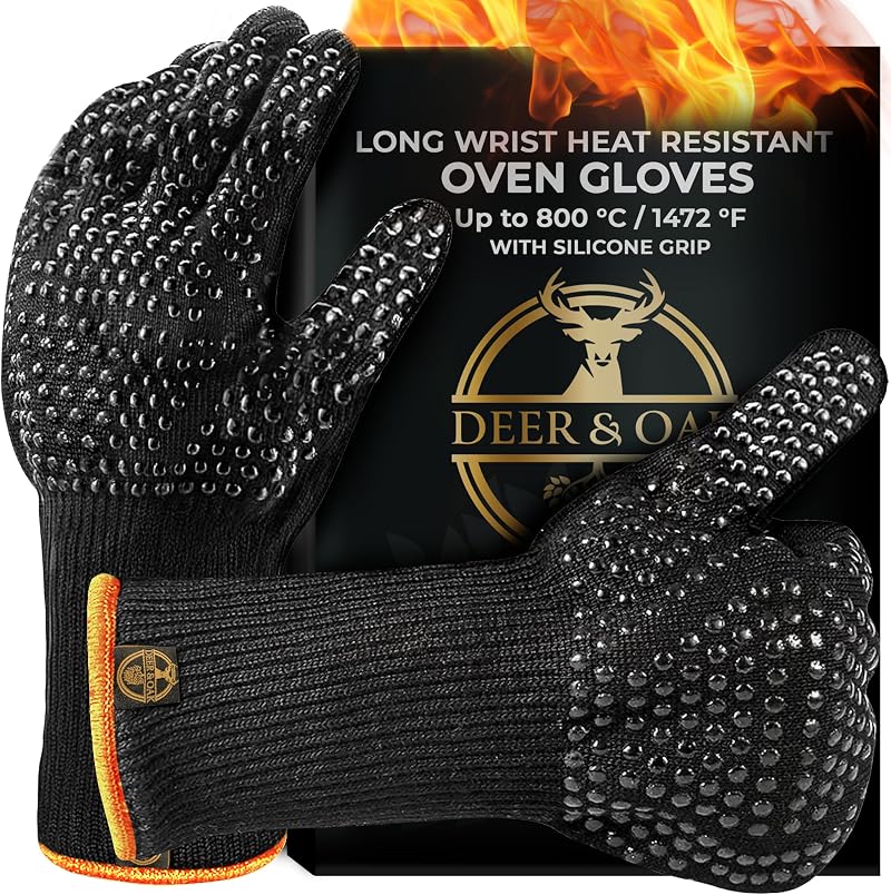 Deer & Oak Heat Resistant Oven Mitts Up to 800°C Silicone Grip Non Slip
