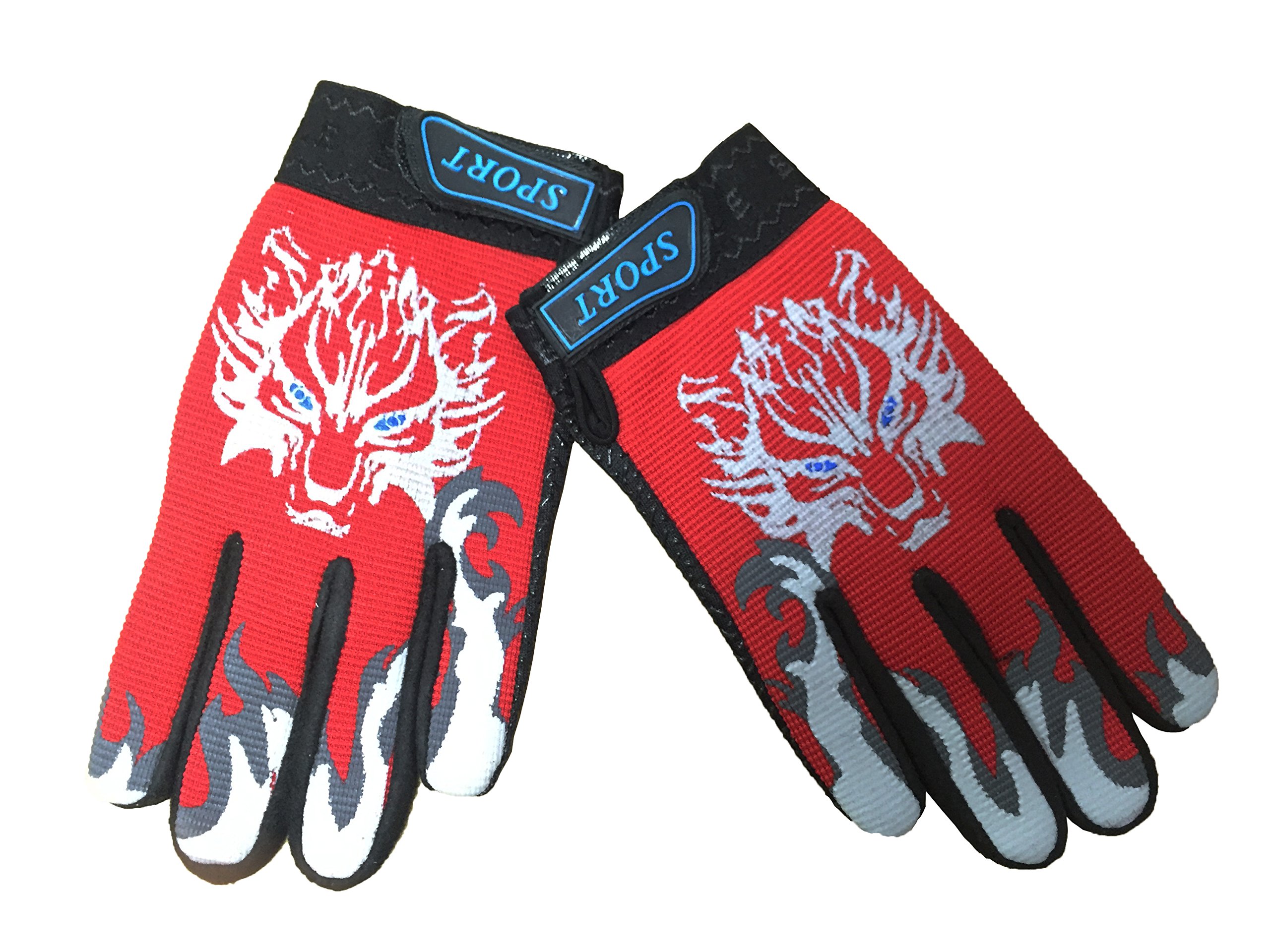 EurHouse Bike Cycling Gloves for Children Full Finger Non-slip Breathable Kids Gloves Warm Sport Mittens (Red)