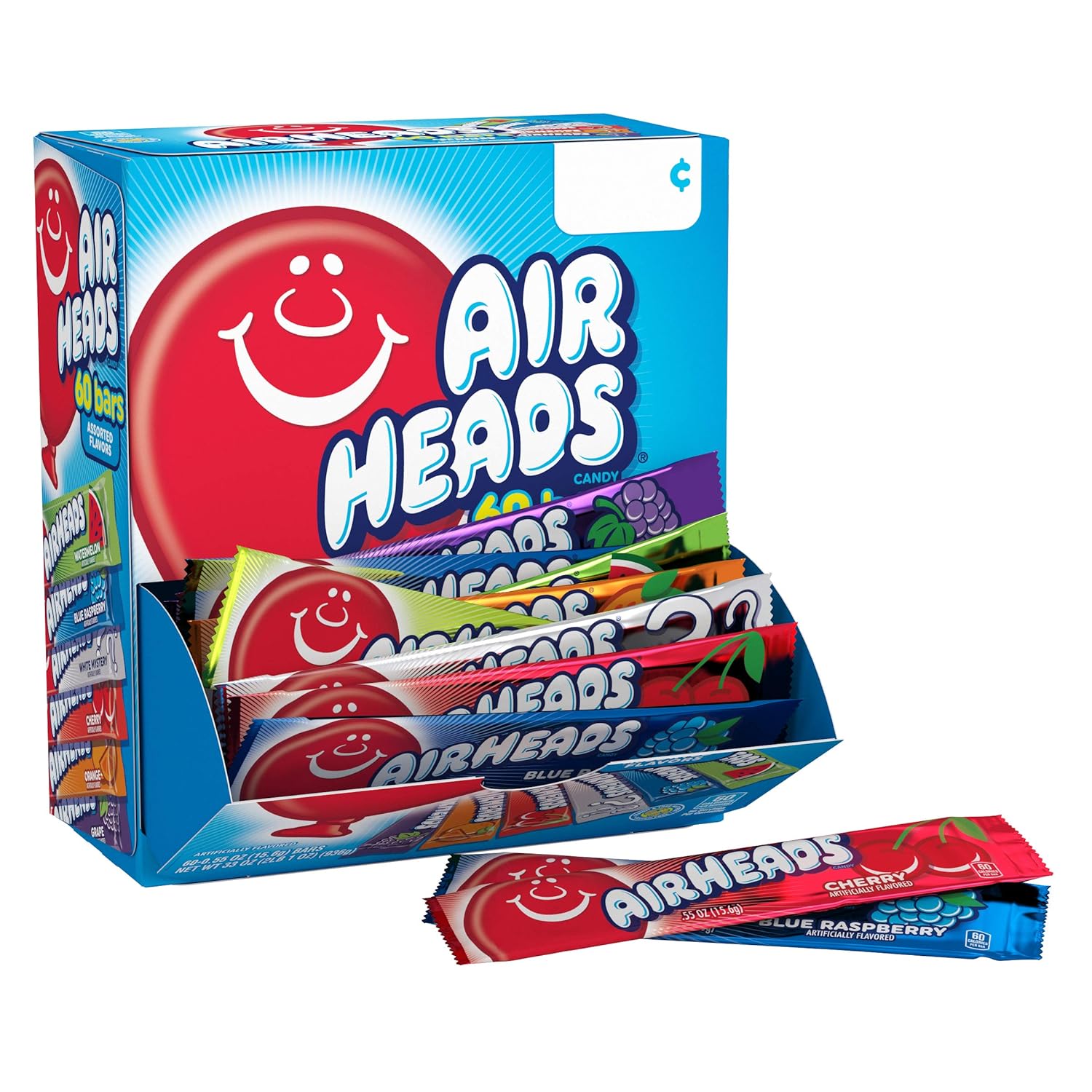 Airheads Candy Bars, Variety Bulk Box, Chewy Full Size Fruit Taffy, Gifts, Back to School for Kids, Non Melting, Party, 60 Count (Packaging May Vary) : Taffy Candy : Grocery & Gourmet Food