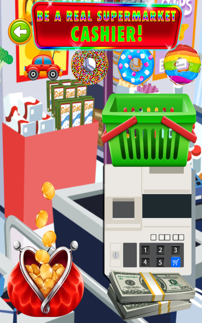 Supermarket Cash Register Simulator Grocery Store Cashier, Money