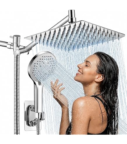 RNDIOZD Shower Head with Handheld, High Pressure Black Rain Shower