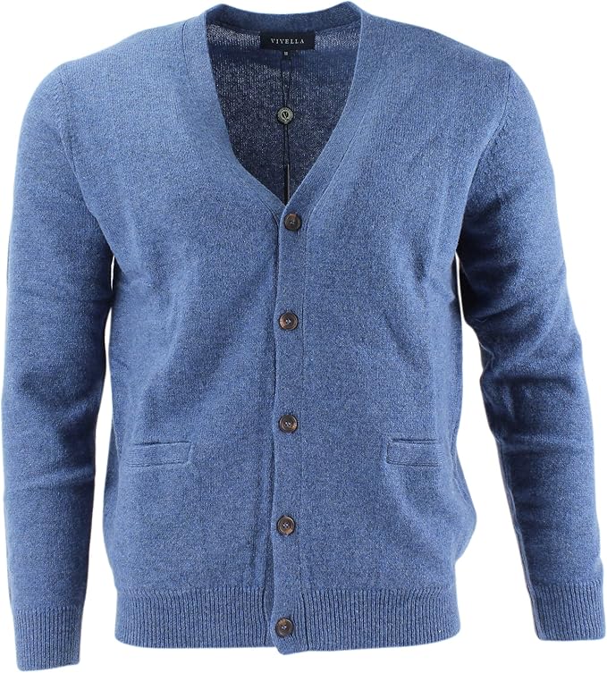 Viyella Mens Lambswool Mid Blue Cardigan in XLarge Amazon.co.uk Clothing