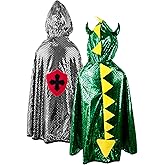 Great Pretenders Reversible Dragon/Knight Cape for Kids, S/M | 2-in-1 Costume for Imaginative Play