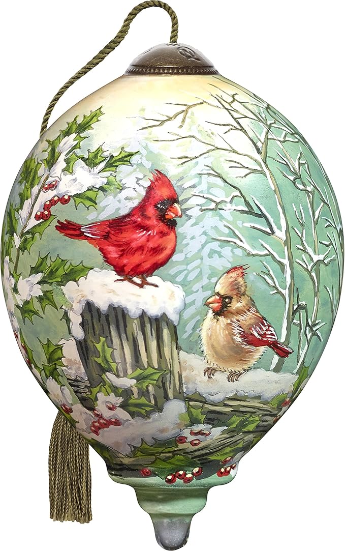 Ne'Qwa Art Hand Painted Blown Glass Ornament, Cardinal