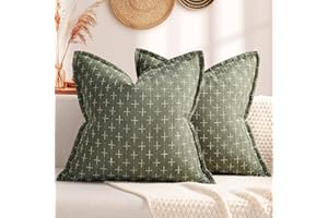 ZWJD Pillow Covers 18x18 Set of 2 Soft Polyester Textured Pillow Covers with Stylish Flange Edge Cozy Farmhouse Throw Pillows for Couch Bed Sofa Living Room