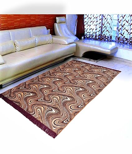 Warmland Floral Velvet Carpet - 60x84, Coffee