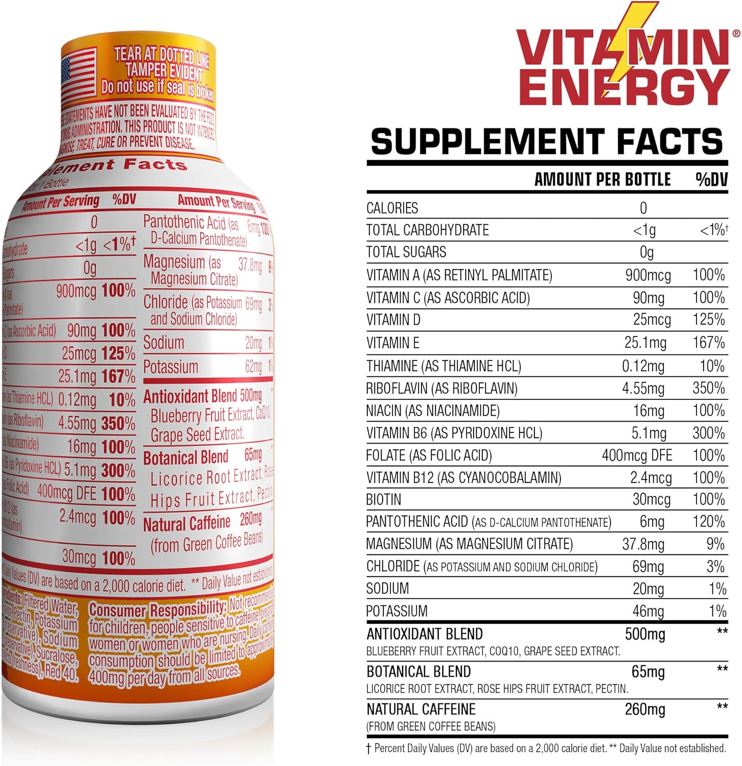 (12 Pack) VitaminEnergy™ Extra Immune+ Energy Shots, Last up to 7+ Hours. Citrus Energy Drink w/Vitamin Supplements Super Cocktail - Nutrients, Minerals, Herbs, Antioxidants Keto Drink, 1.93 fl oz ea: Health & Personal Care
