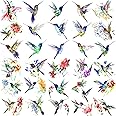15 Sheets FANRUI 3D Watercolor Hummingbird Temporary Tattoos For Women Girl Small Multicolor Hummer Birds Tattoo Temporary Colorful Flower Fake Face Tatoo Kids Tiny Hands Waterproof Tatto Adult Tato