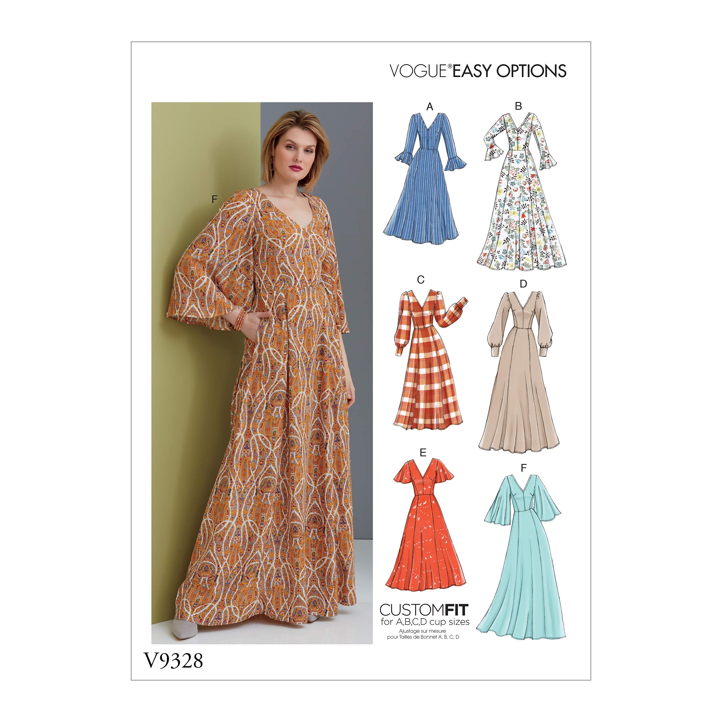 McCall's V9328, Vogue, Sewing Pattern,Template, Paper, White, 14-16-18-20-22