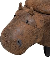 Beliani Hippo Stool Brown Faux Leather Storage Solid Wood Kids Furniture view 7