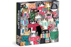 Wintry Cats 500 Piece Puzzle from Galison - 20" x 20" Winter Themed Puzzle That is Puurrfect for The Holidays, Fun and Colorful Artwork, Thick and Sturdy Pieces, Makes a Wonderful Gift!