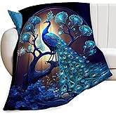 Peacock Blanket Peacock Tree Print Throw Blankets for Couch Sofa Lightweight Soft Cozy Fleece Plush Warm Flannel Blanket Gifts for Women Kids Adults 50"x60"