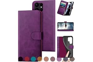 DuckSky for Samsung Galaxy S24 Ultra Genuine Leather Wallet case 【RFID Blocking】【4 Credit Card Holder】【Real Leather】 Flip Folio Book Phone case Protective Cover Women Men for S24Ultra case Purple