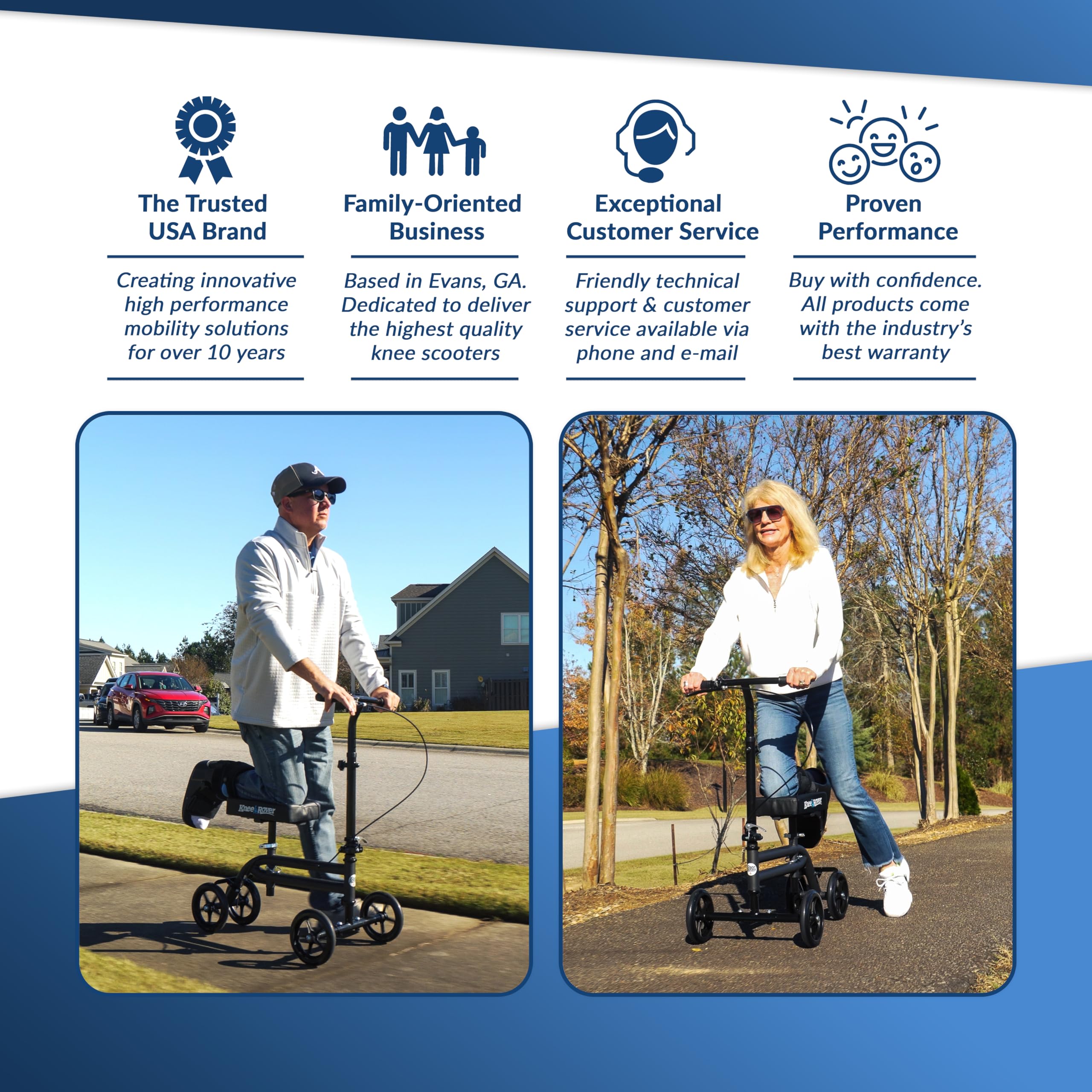 KneeRover Economy Knee Scooter Steerable Knee Walker for Adults for Foot Surgery, Broken Ankle, Foot Injuries - Foldable Knee Rover Scooter for Broken Foot Injured Leg Crutch (Black)