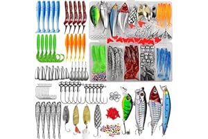 VOOGLASS Fishing Lures Tackle Bait Kit Set - Comprehensive Fishing Lures Kit for Trout Bass Salmon - Includes Plastic Shrimp, Worm Bait, Spoon, and Crankbait Jigs