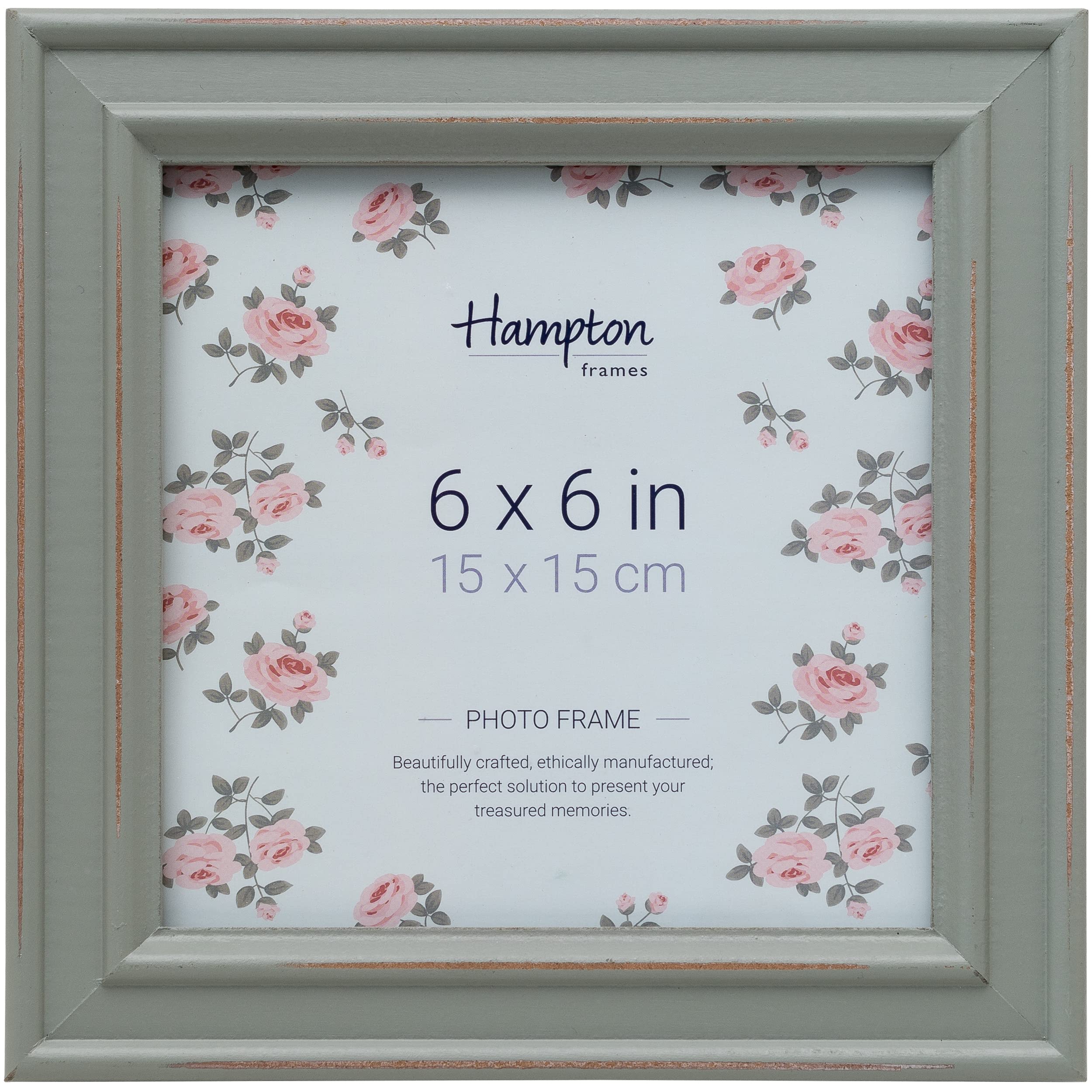 Hampton Frames PALOMA 6x6 (15x15cm) Sage Green Square Picture Photo Frame Glass PAL301966S