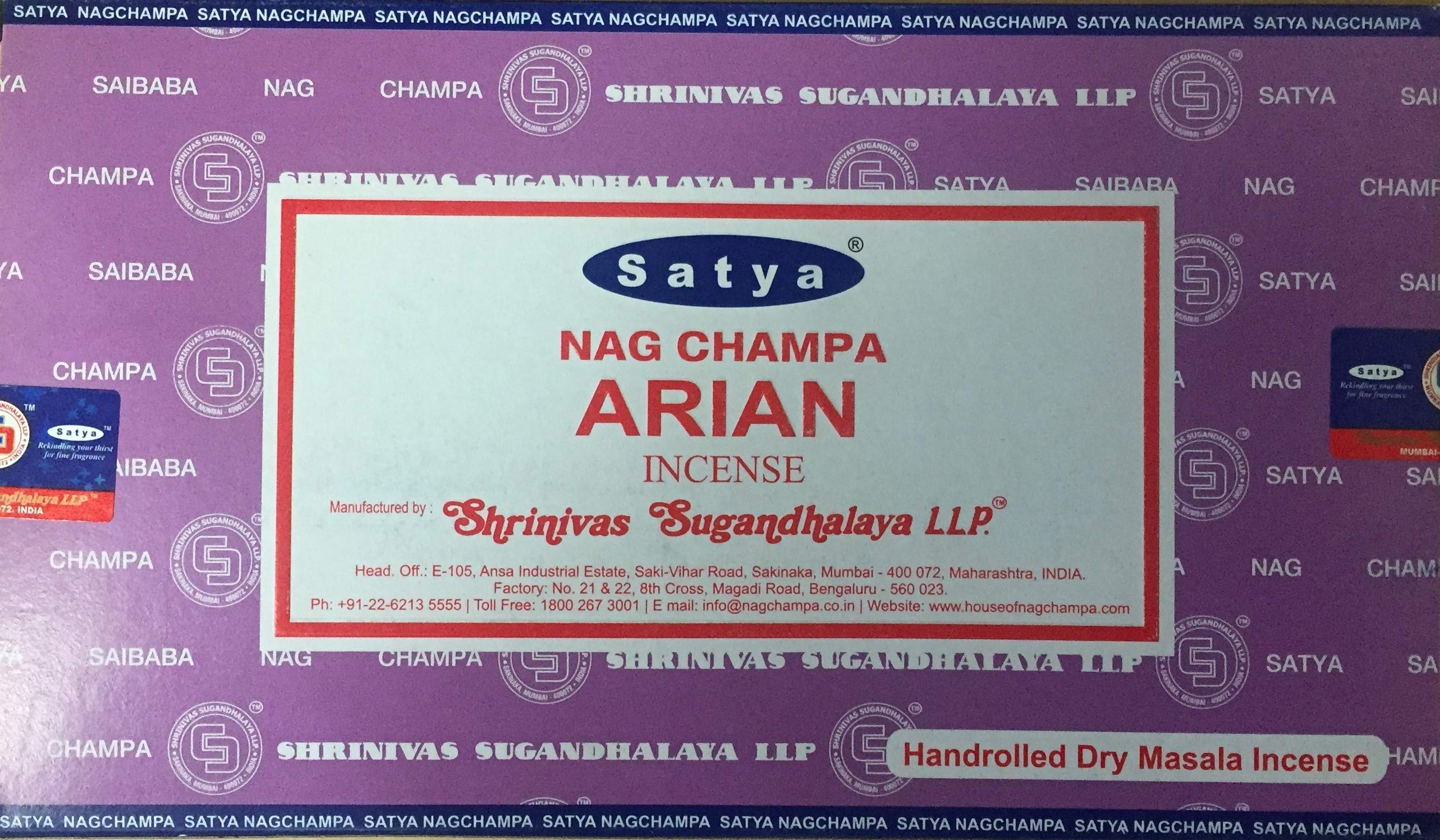 Satya Nag Champa Incense Sticks - Box 12 Packs (Arian)