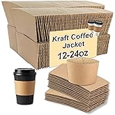 100 Pack Coffee Cup Sleeves, Hot Cup Sleeves Fit 12oz, 16oz, 20oz, 22oz & 24oz Cups, Corrugated Coffee Sleeves Disposable for