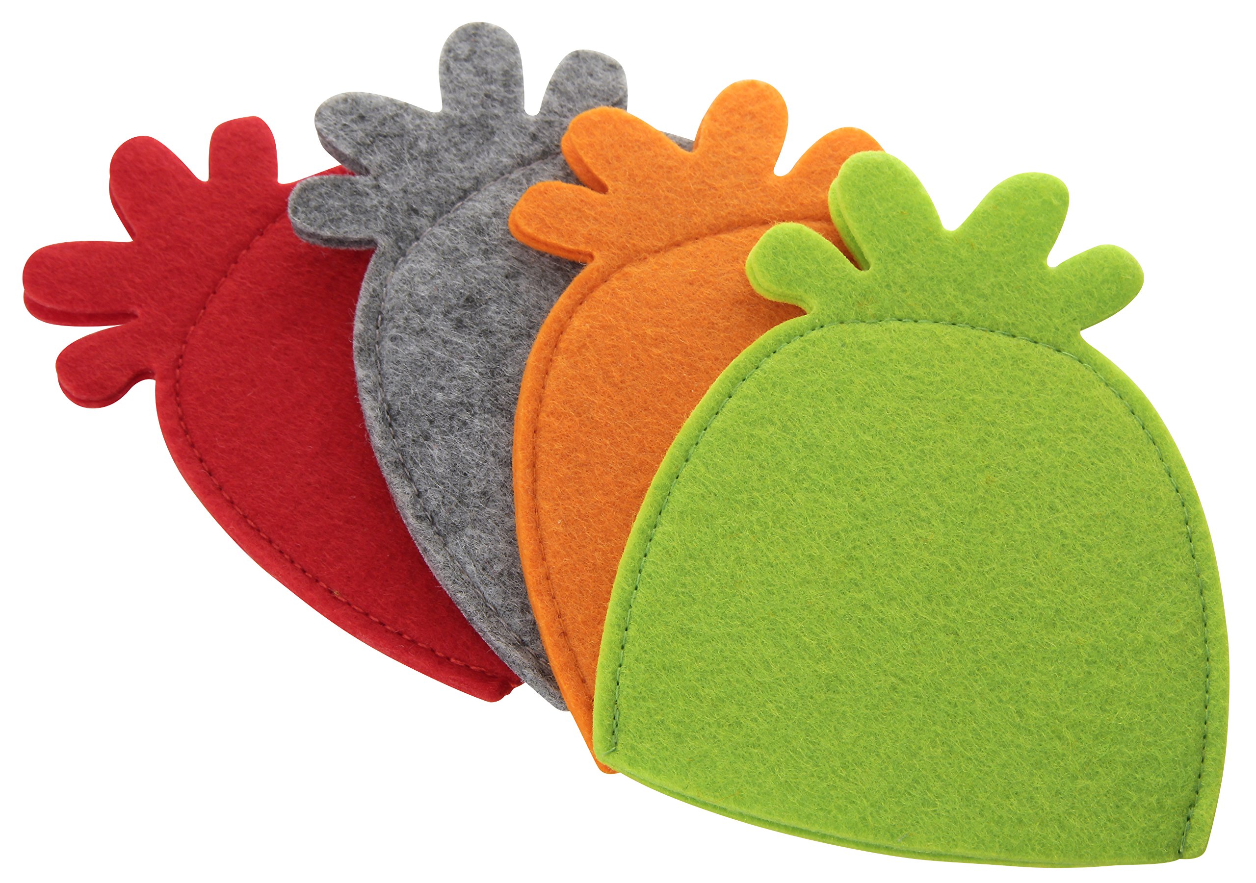Fackelmann Egg Warmer of Felt, Red/Grey/Green/Orange, 4.9 x 3.9-Inch, 4-Piece