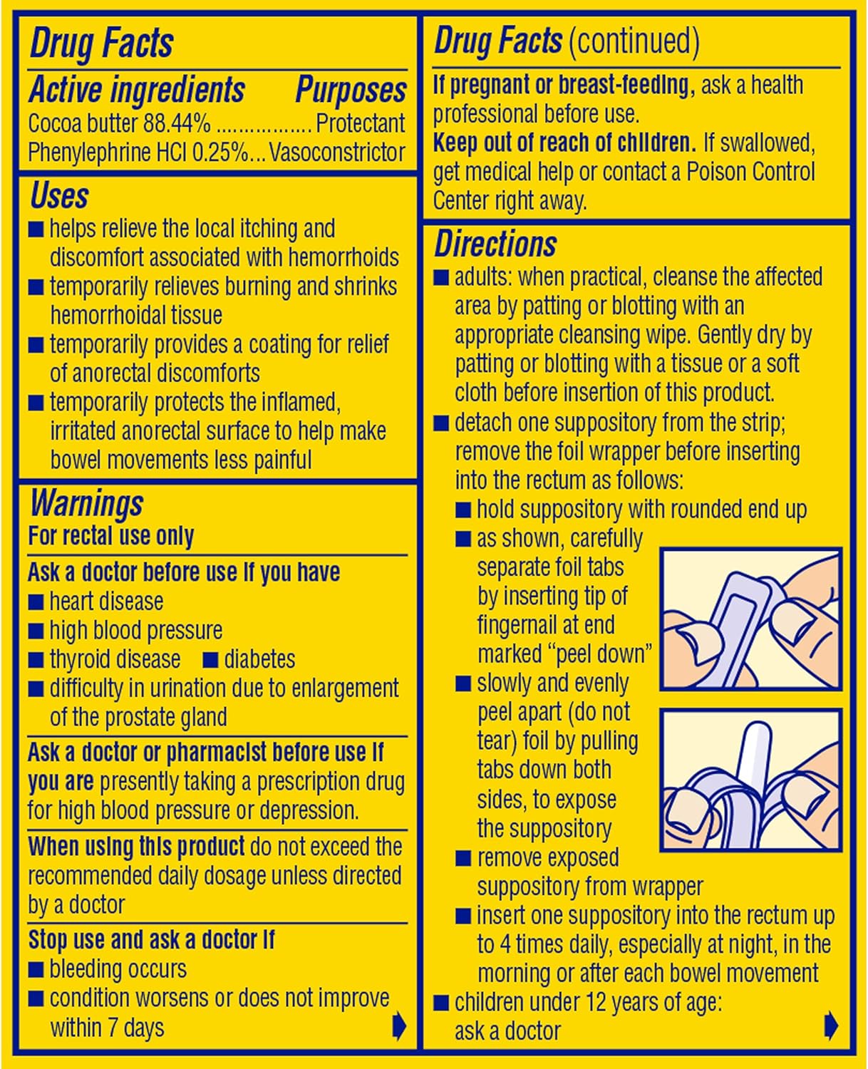 PREPARATION H Hemorrhoid Symptom Treatment Suppositories, Burning, Itching and Discomfort Relief (12 Count): Health & Personal Care