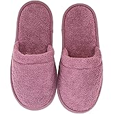 Arus Womens Turkish Terry Cotton Cloth Spa Slippers One Size Fits Most, Plum, 6-9.5 Wide Women