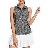 UPF 50+ Sleeveless Golf Shirts for Women with Collar - Moisture Wicking Tennis Top Athletic Polo Tank Tops for Golf, Tennis